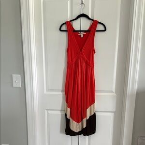 Diane Von Furstenberg coral Sleeveless V-neck Midi Dress